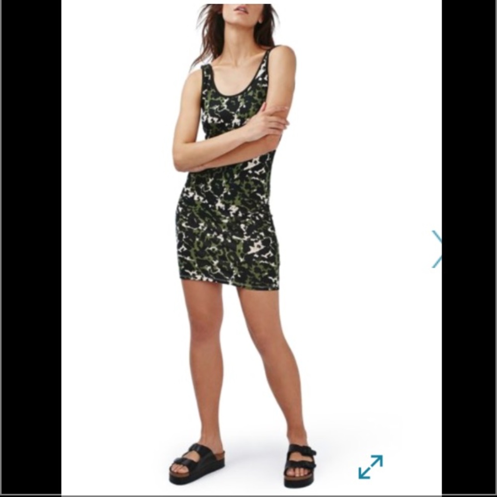 Topshop Abstract Camo Body Con Tank Dress sz 6 - Picture 3 of 5
